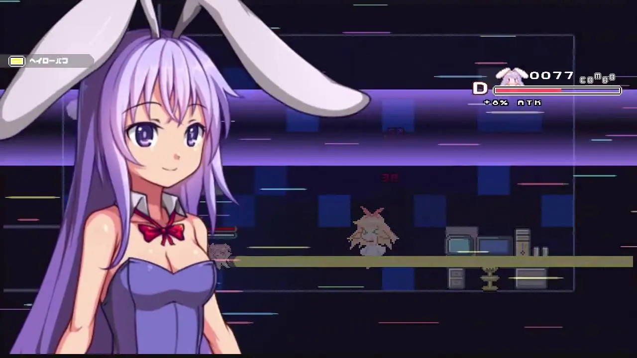 Captura Melody Of Bunny Girl – Chica Conejo Observa Al Frente Con Fondo Digital Oscuro