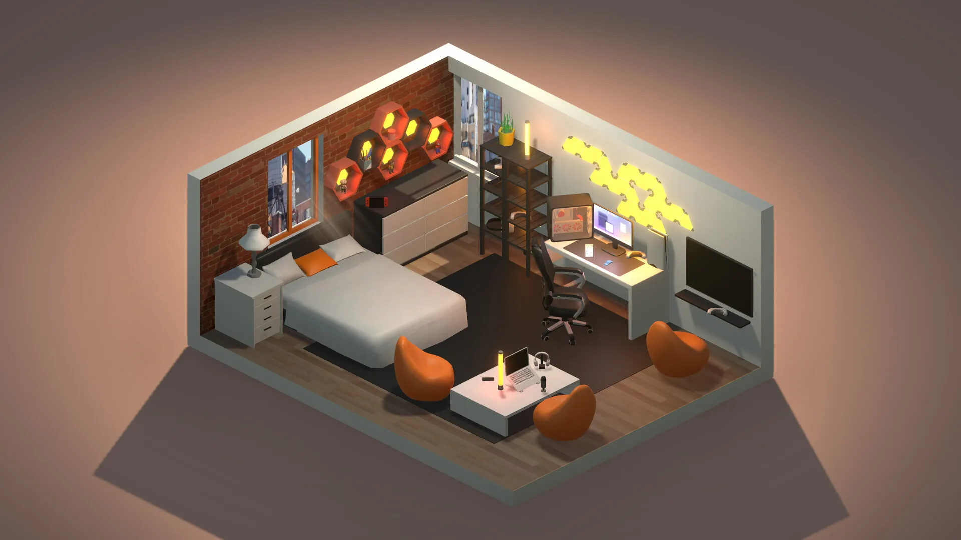 Captura My Dream Setup Dormitorio Acogedor Decorado Con Luces Y Escritorio De Estudio 1