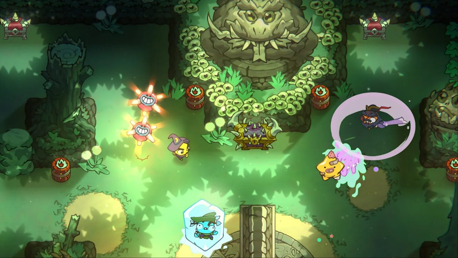 Captura NUBS Arena – Criaturas Combaten En Una Zona De Piedra Con Estanques Y Vegetacion 1