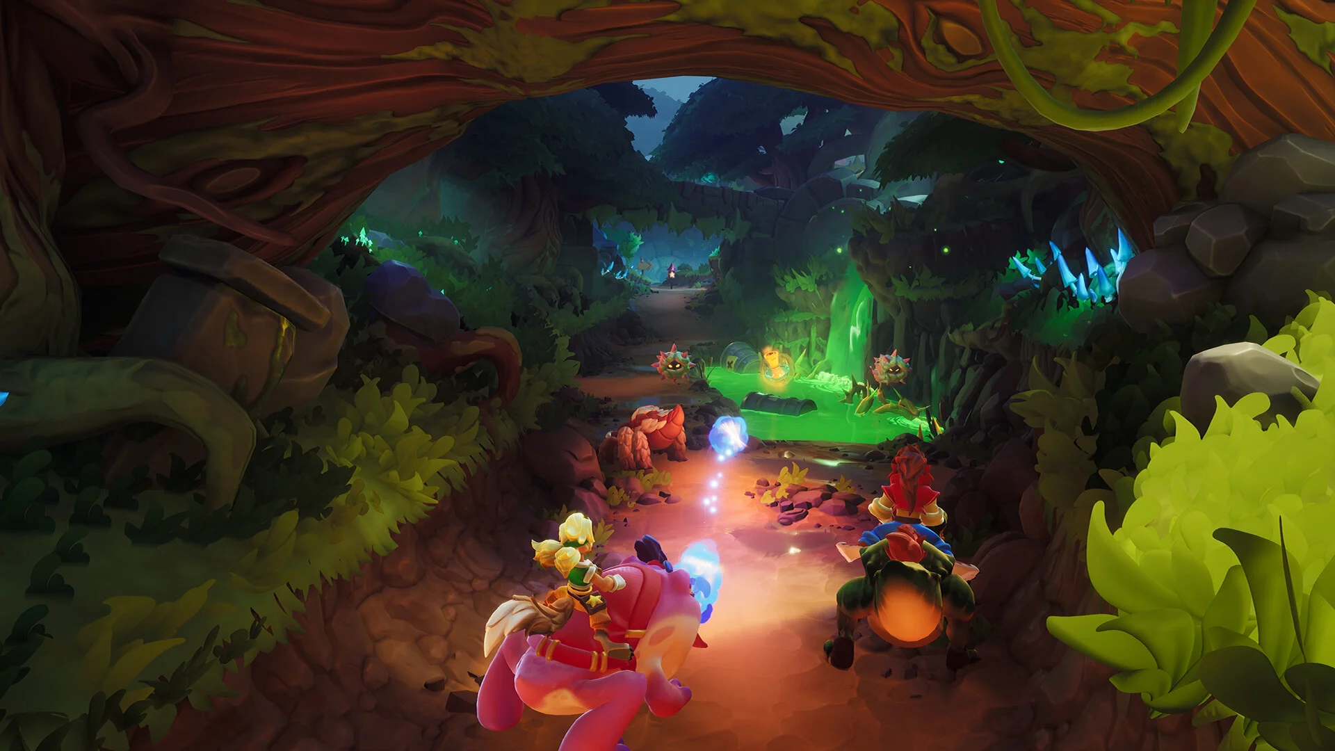 Captura Nikoderiko The Magical World – Persecucion Montada Por Un Sendero Selvatico Con Criaturas Lanzando Proyectiles