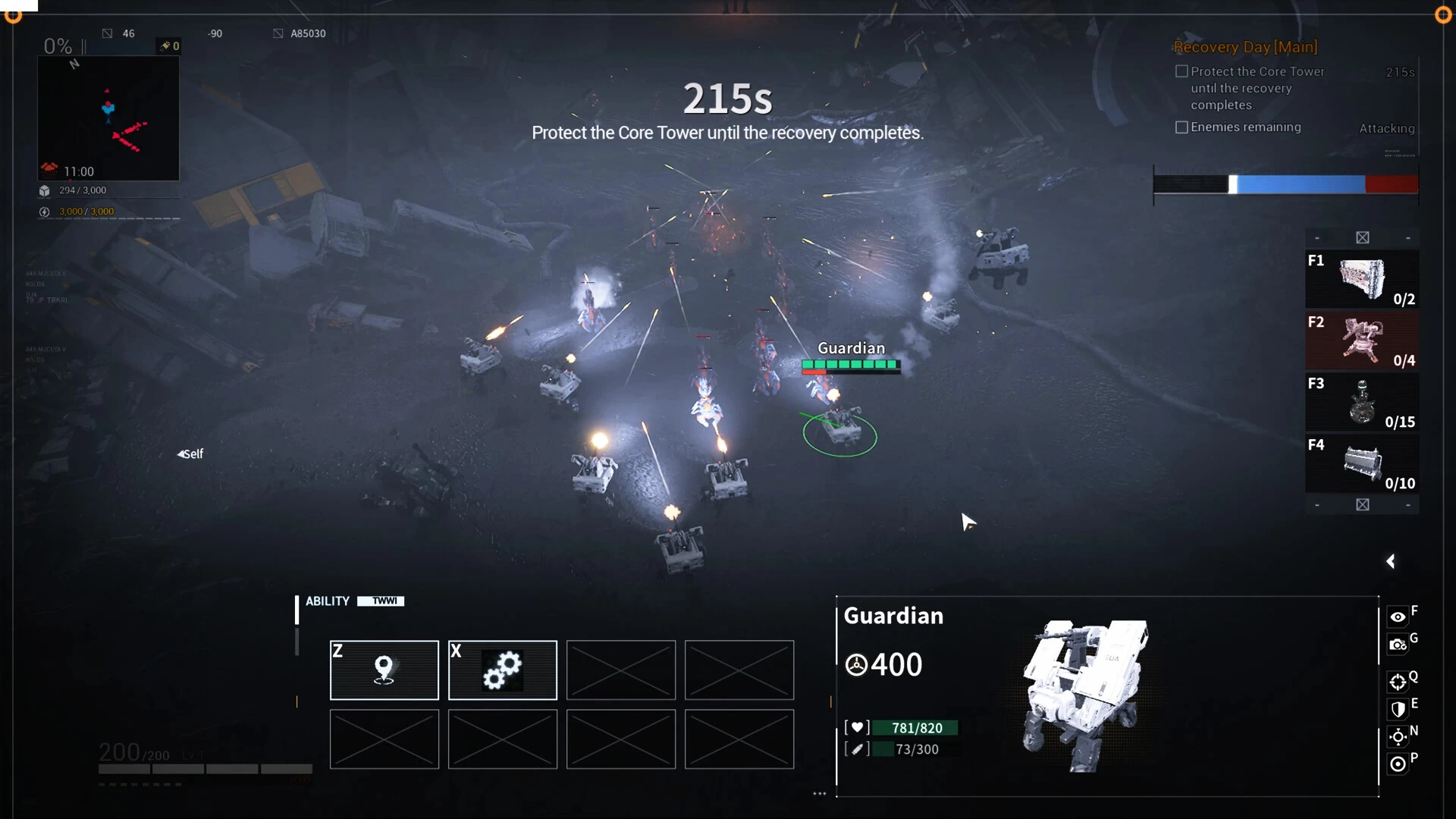 Captura Outpost Infinity Siege – Interfaz De Combate Con Enemigos Detectados En Vista Tactica