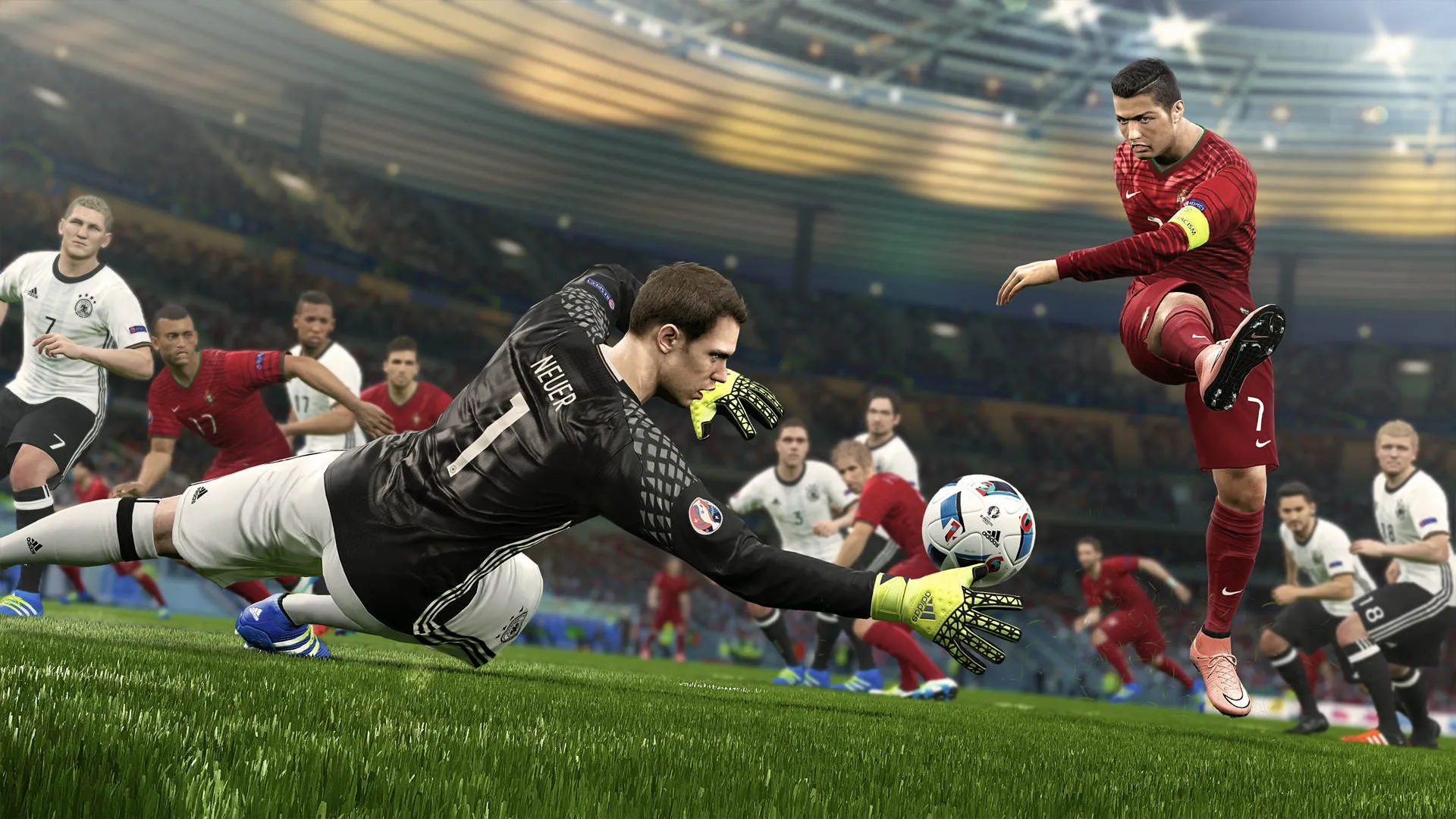Captura PES 2016 – Cristiano Ronaldo Remata Frente A Neuer En Un Duelo Entre Portugal Y Alemania