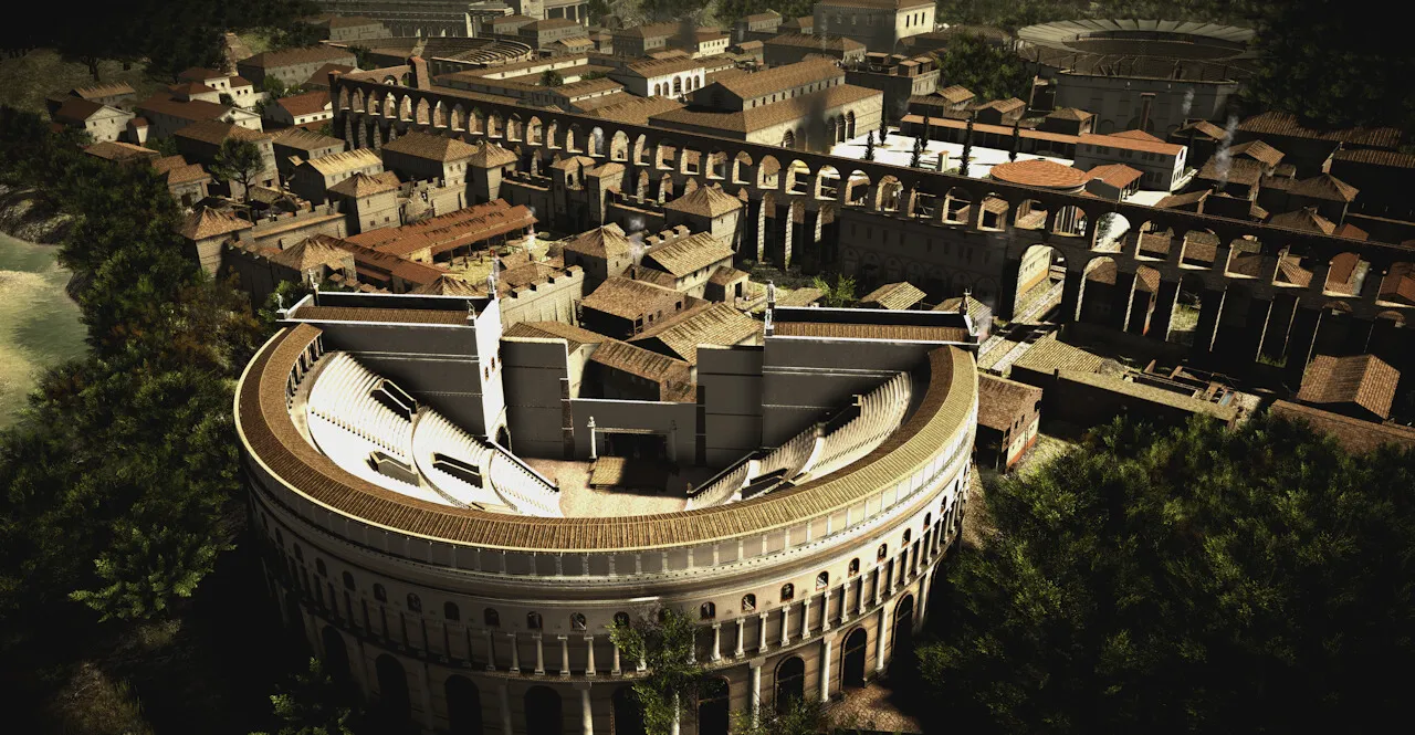 Captura Pax Augusta Coliseo Romano Detallado Visto Desde Arriba