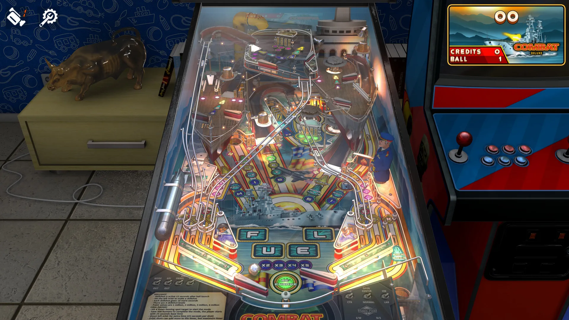 Captura Pinball Deluxe – Mesa Ambientada En Un Puerto Militar Con Barcos Y Medidores De Combustible