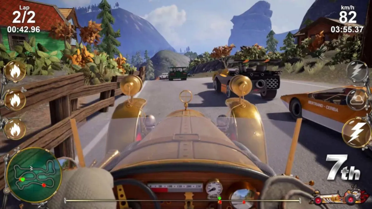 Captura Pinchcliffe Grand Prix – Vista En Primera Persona Manejando Coche En Autopista Montanosa