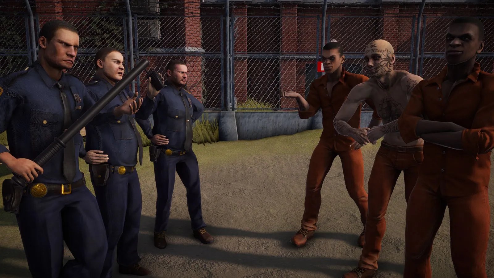 Captura Prison Simulator Guardia Y Reclusos Armados Dentro Del Patio De La Prision