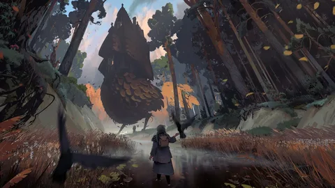 Captura REKA Bruja Caminando Entre Arboles Altos Con Sombras Al Atardecer