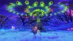 Captura Ravenlok – Personaje Apunta A Arbol Brillante Con Esferas Verdes En Entorno Mistico 1