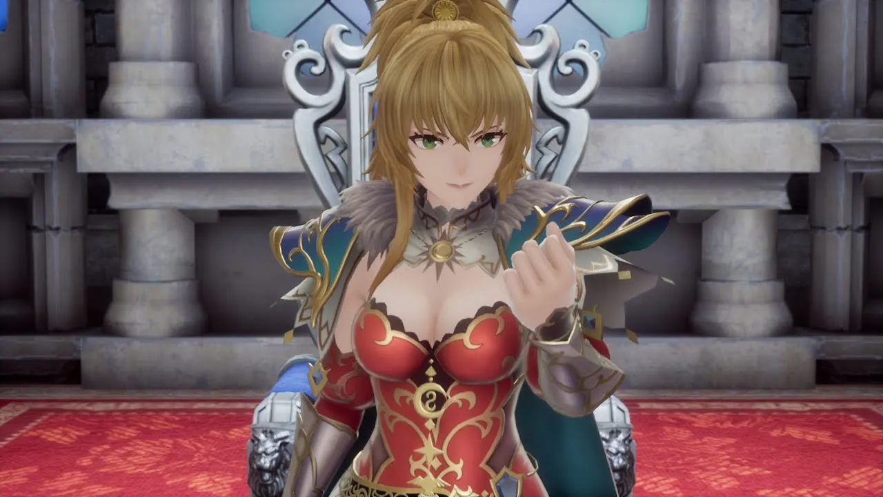 Captura Romancing SaGa 2 Primer Plano De Personaje Femenino Con Armadura Elegante Y Gesto Desafiante
