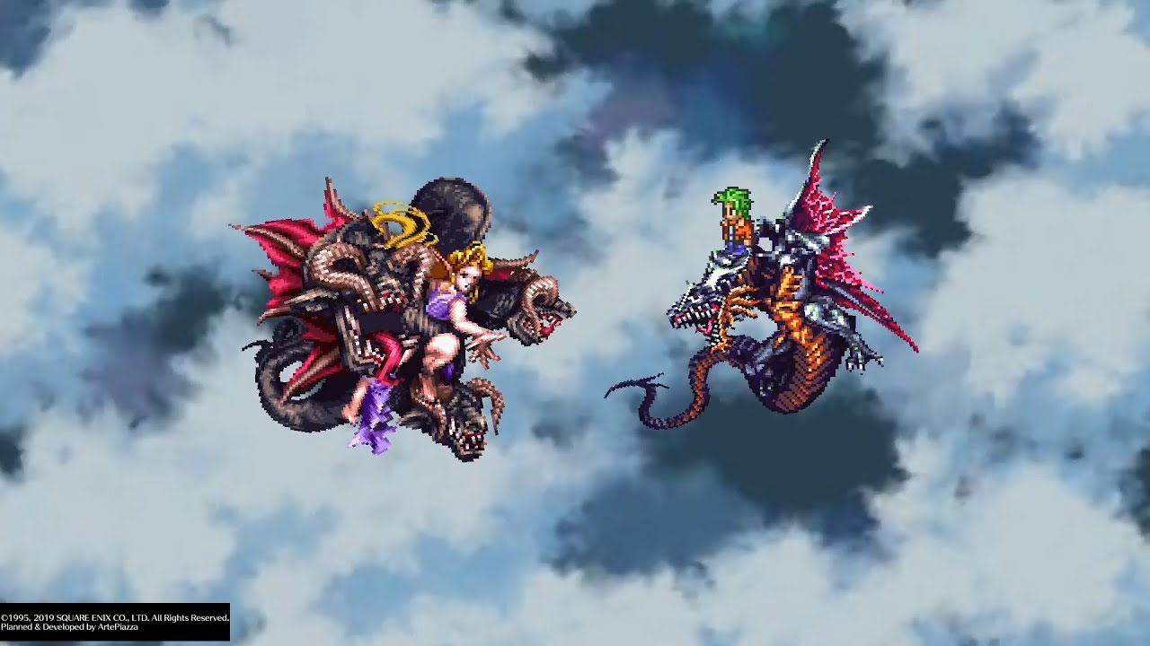 Captura Romancing SaGa 3 Dos Personajes Volando Frente A Un Cielo Despejado