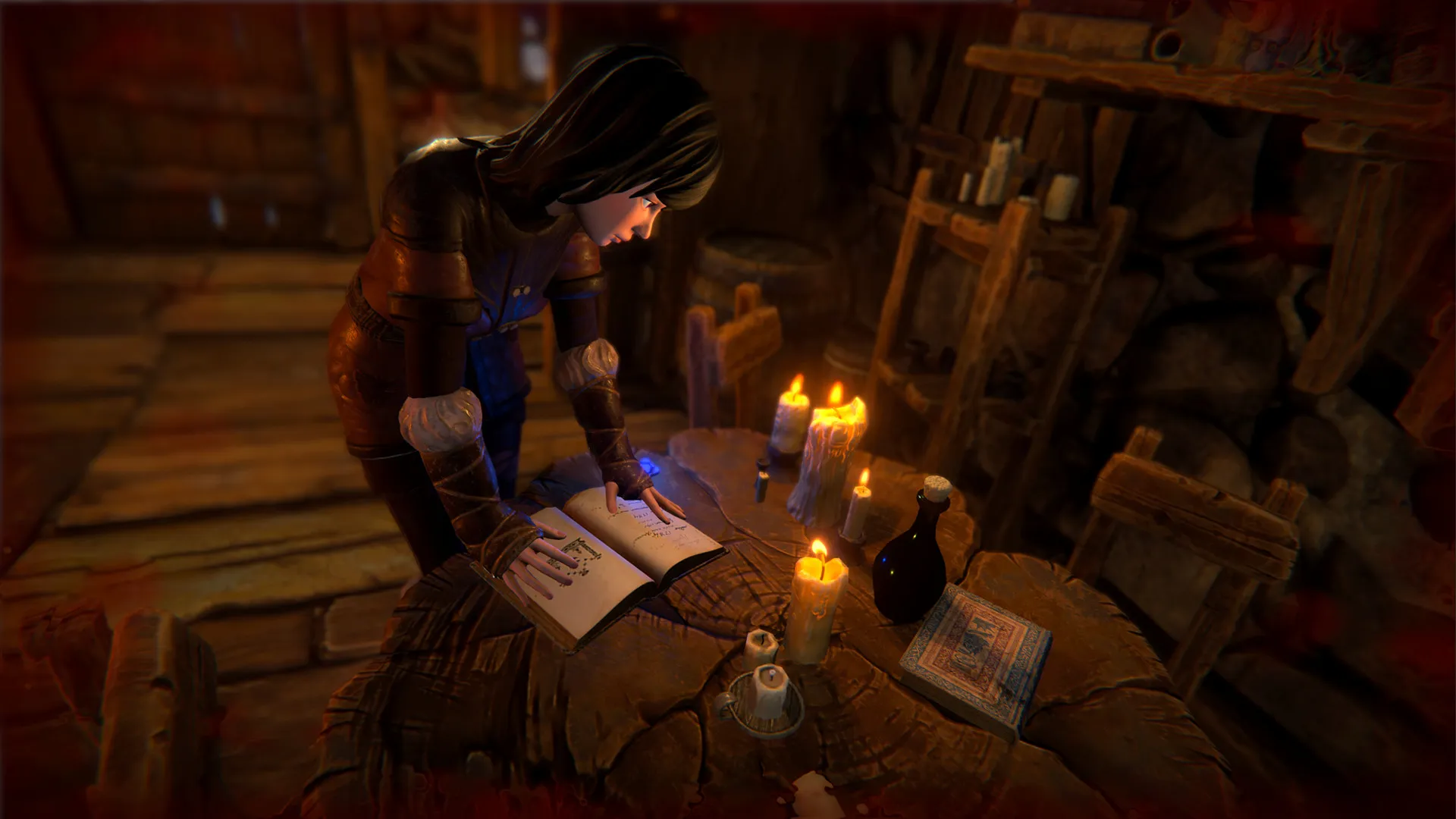 Captura Seed Of Life – Protagonista Escribiendo En Diario A La Luz De Velas En Interior Rustico