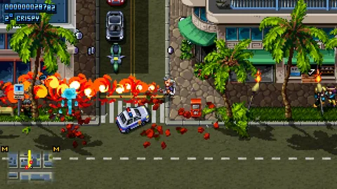 Captura Shakedown Hawaii – Calle Con Autos Explotando Y Disparos En Medio De La Via