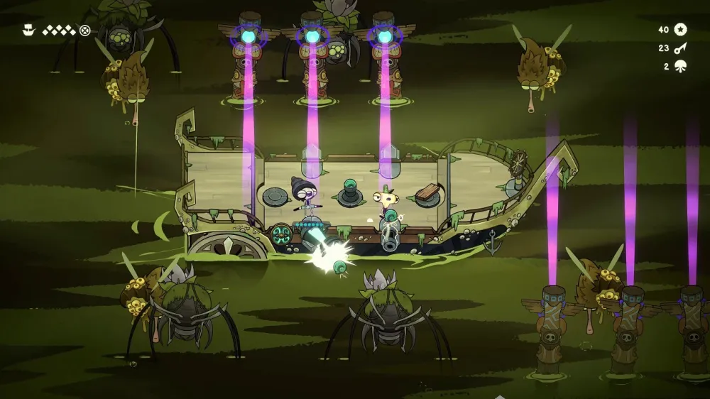 Captura Ship Of Fools – Batalla Marina Con Enemigos Laser Y Fondos Verdes