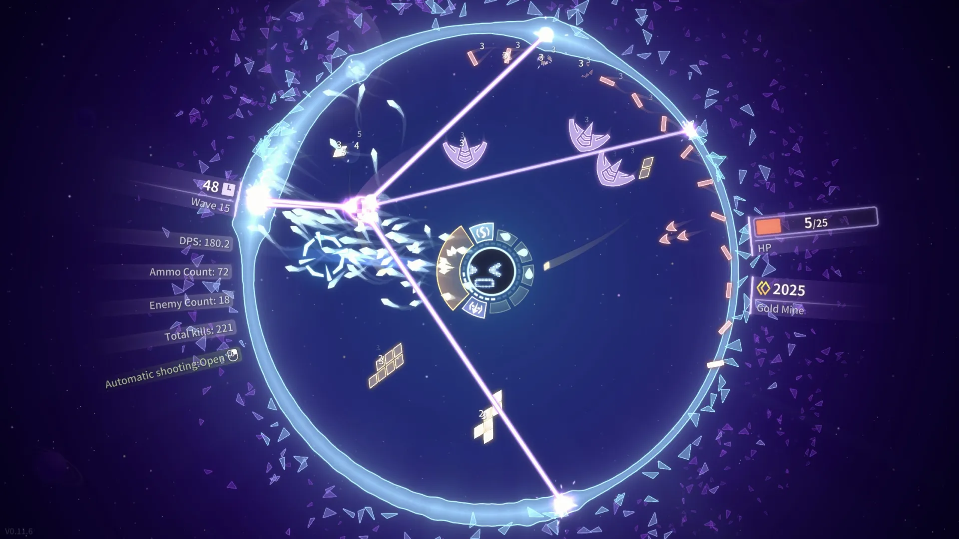 Captura Shooter Nova Circulo Brillante Rodeado De Flechas Blancas Y Lineas