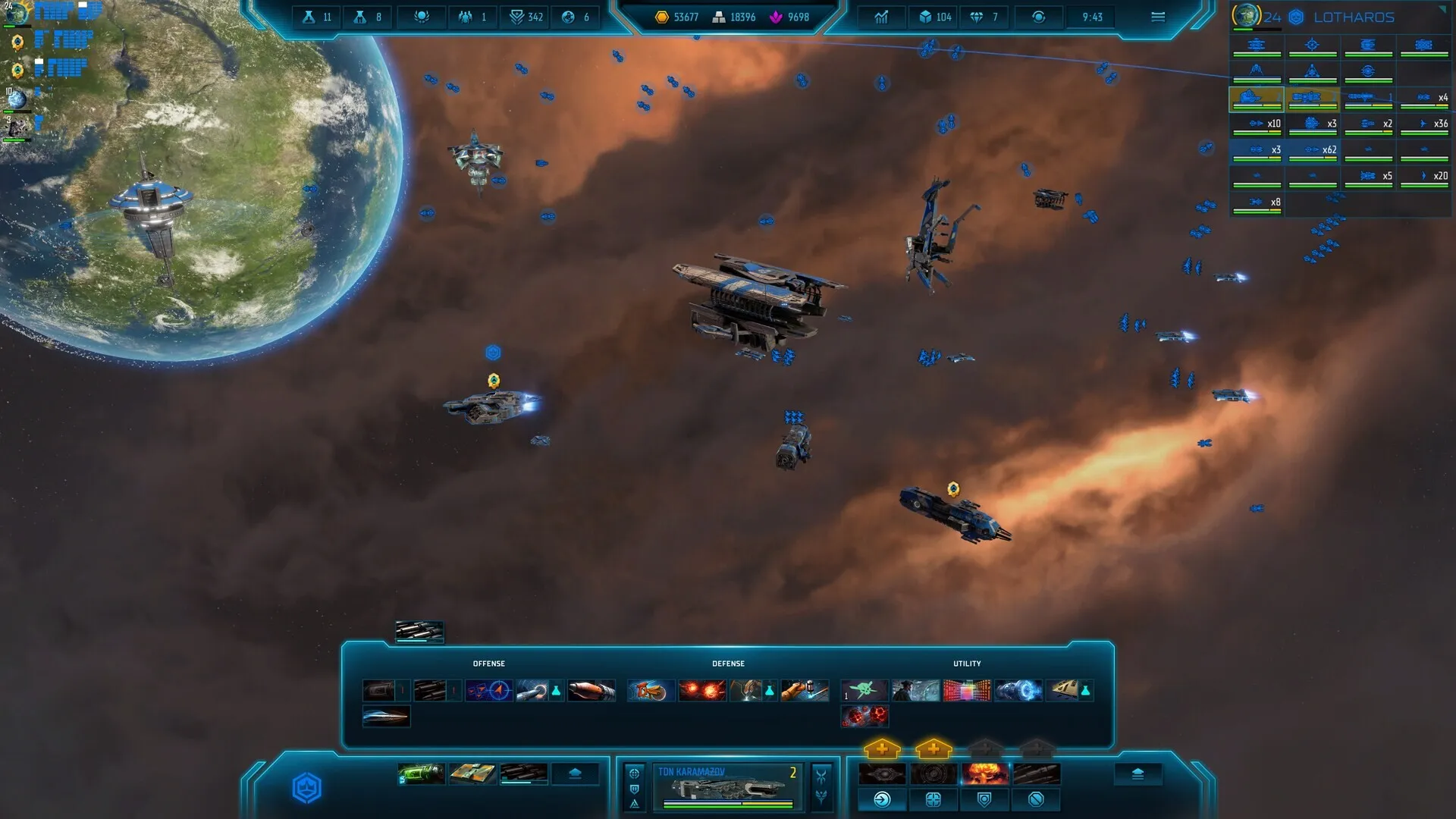 Captura Sins Of A Solar Empire II – Interfaz Tactica Mostrando Flota En Espacio Profundo