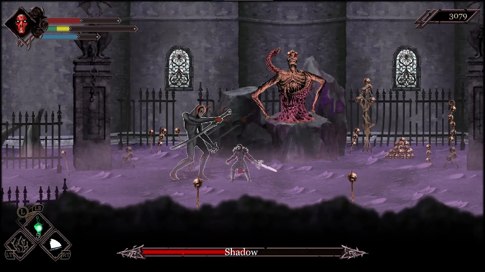 Captura Skelethrone – Lucha Con Jefes En Un Cementerio Rodeado De Niebla Purpura