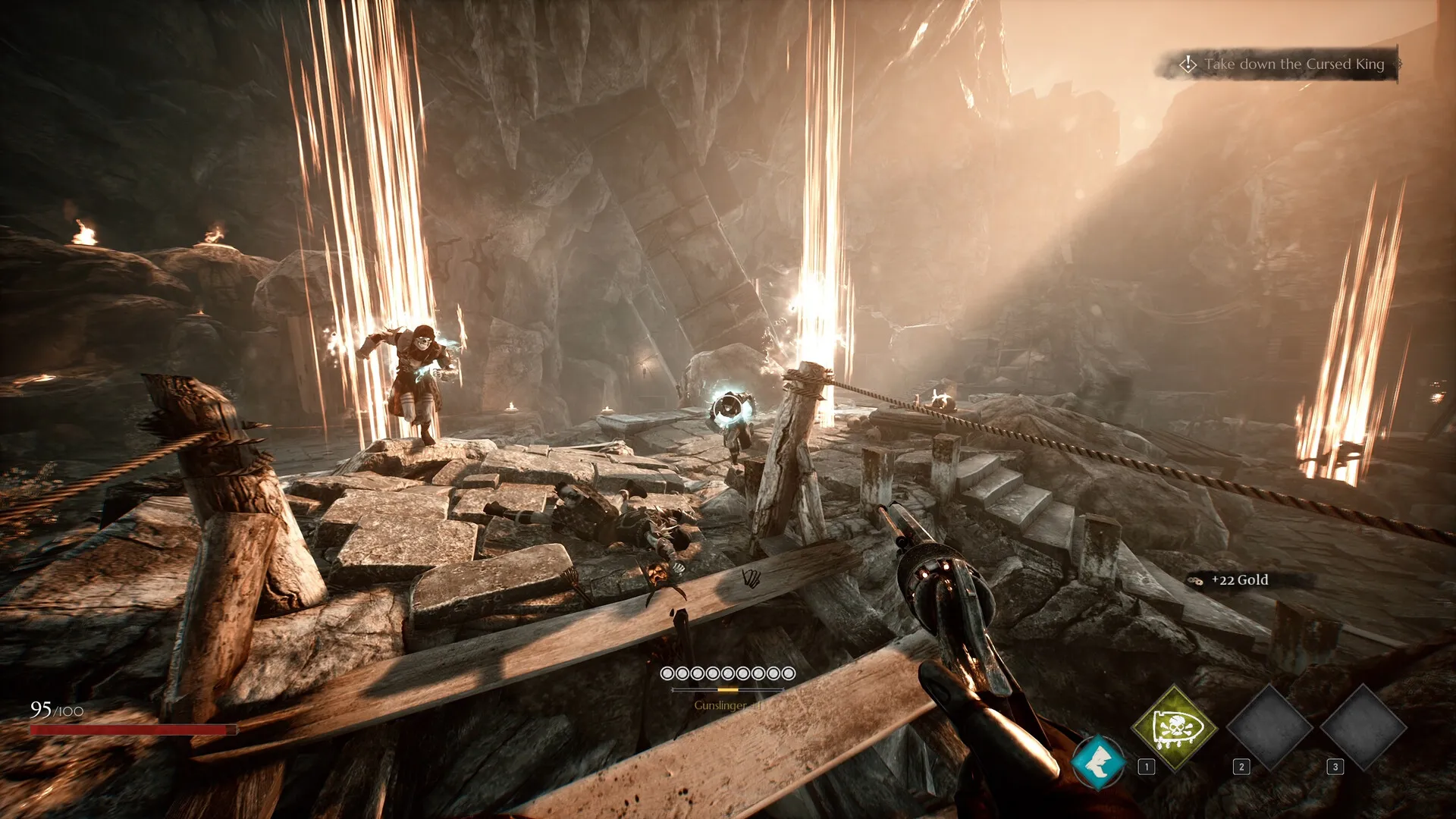 Captura Soulslinger Envoy Of Death – Ataque Magico En Un Templo Con Pilares Dorados