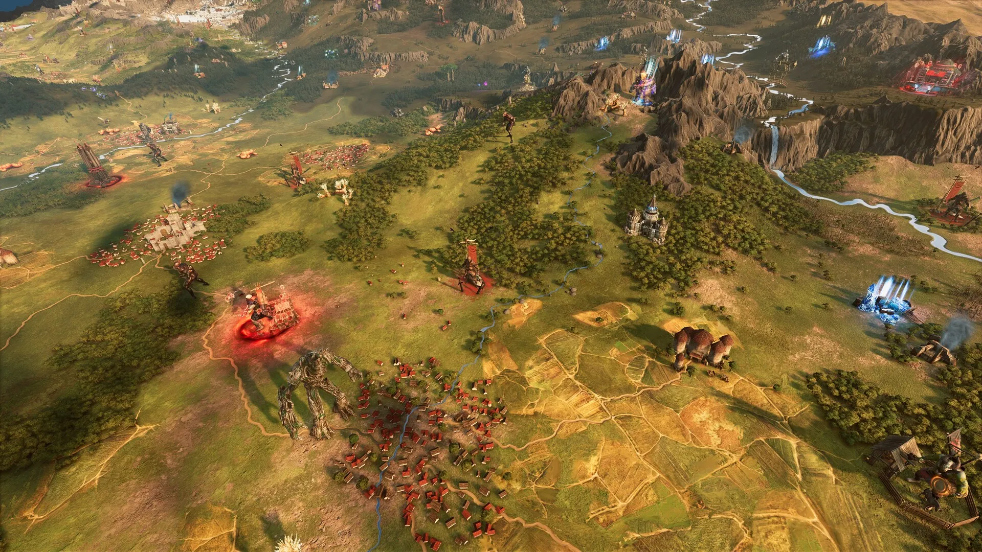 Captura SpellForce Conquest Of Eo Terreno Amplio Con Batallas En Curso Y Campamentos