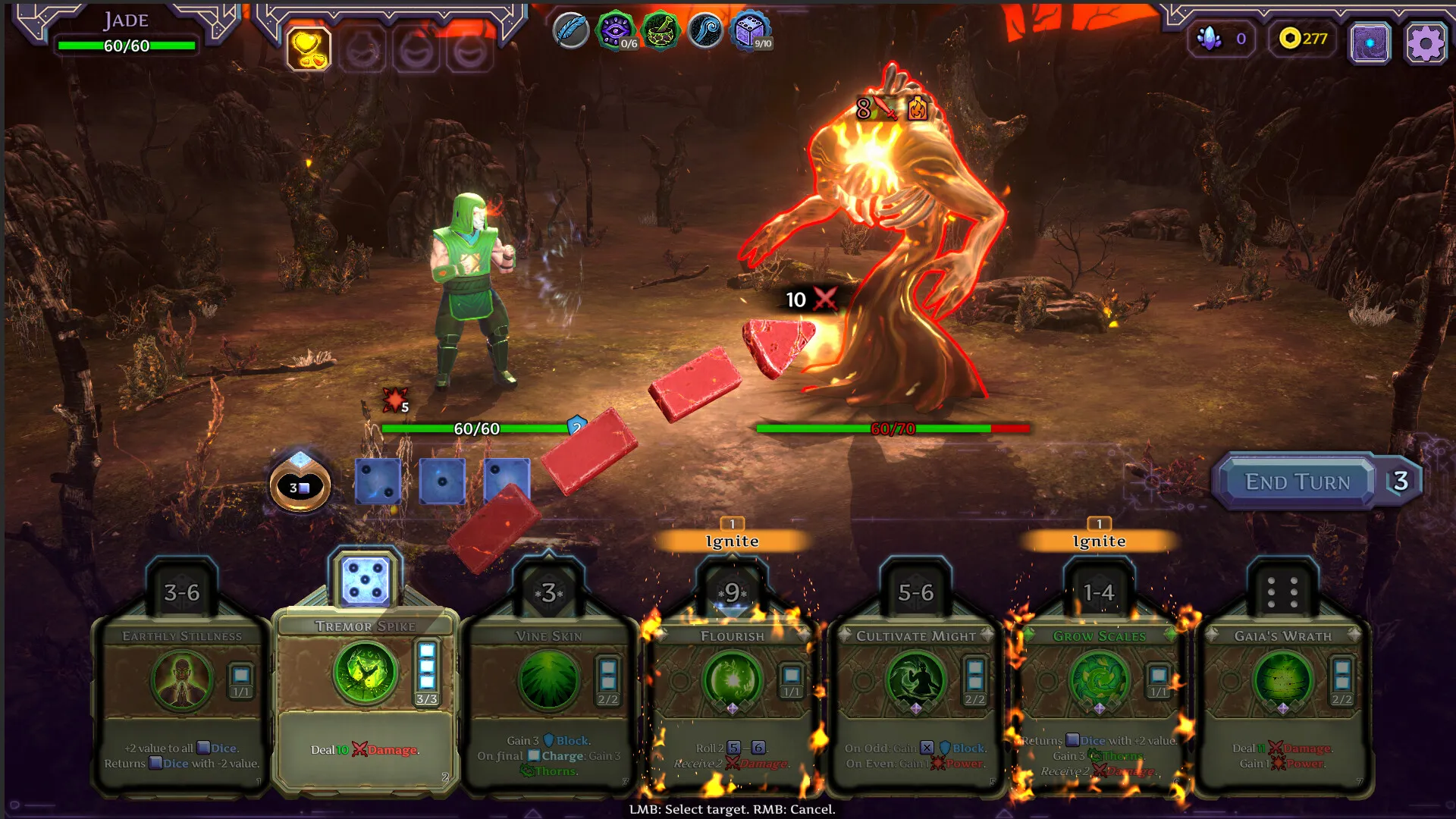 Captura SpellRogue – Enfrentamiento Con Criatura Gigante En Entorno Oscuro Y Cartas De Accion