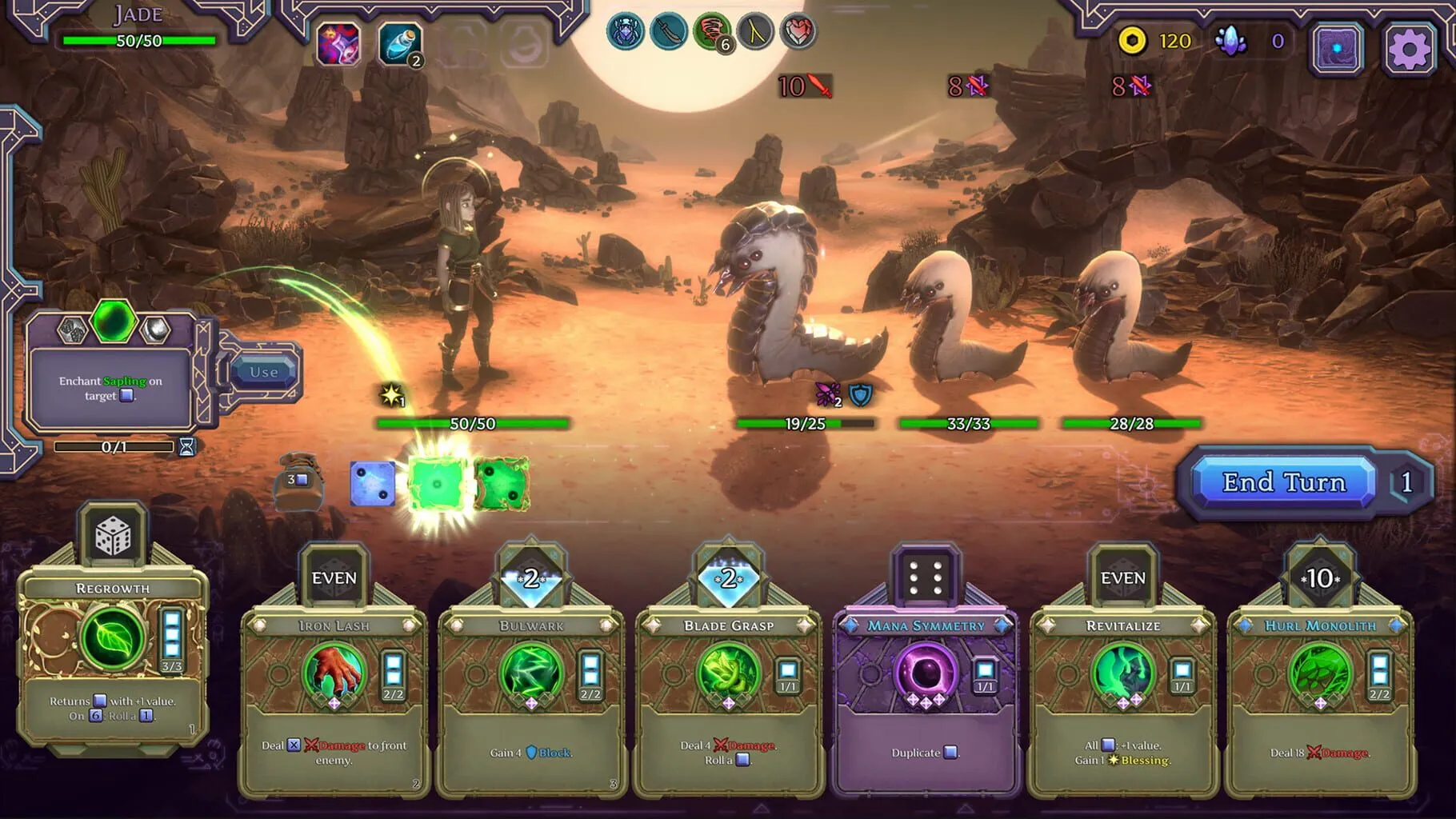 Captura SpellRogue – Escenario De Combate Tactico Con Interfaz De Cartas Y Poderes Activos