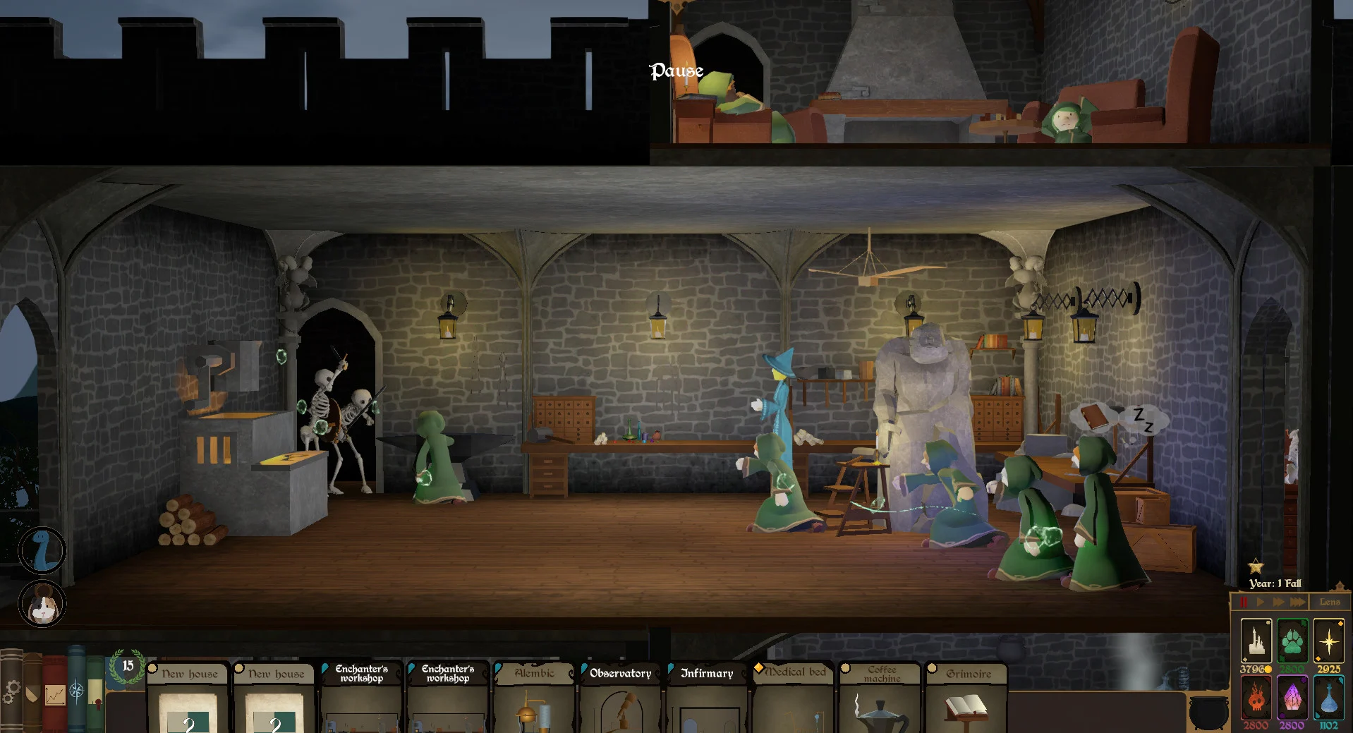 Captura Spellcaster University Estudiantes Y Profesores Con Tunicas Realizan Actividades En Un Castillo Magico Con Esqueletos Y Pociones