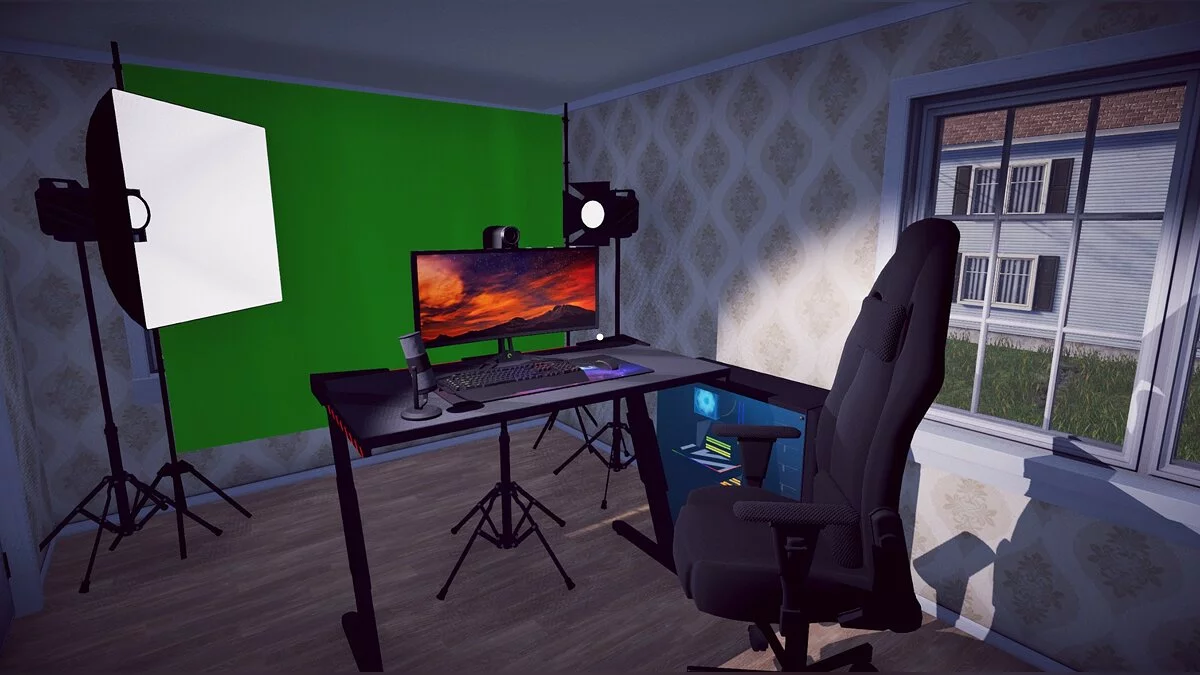 Captura Streamer Life Simulator 2 Estudio De Grabacion Con Pantallas Luces Y Fondo Verde Listo Para Transmitir