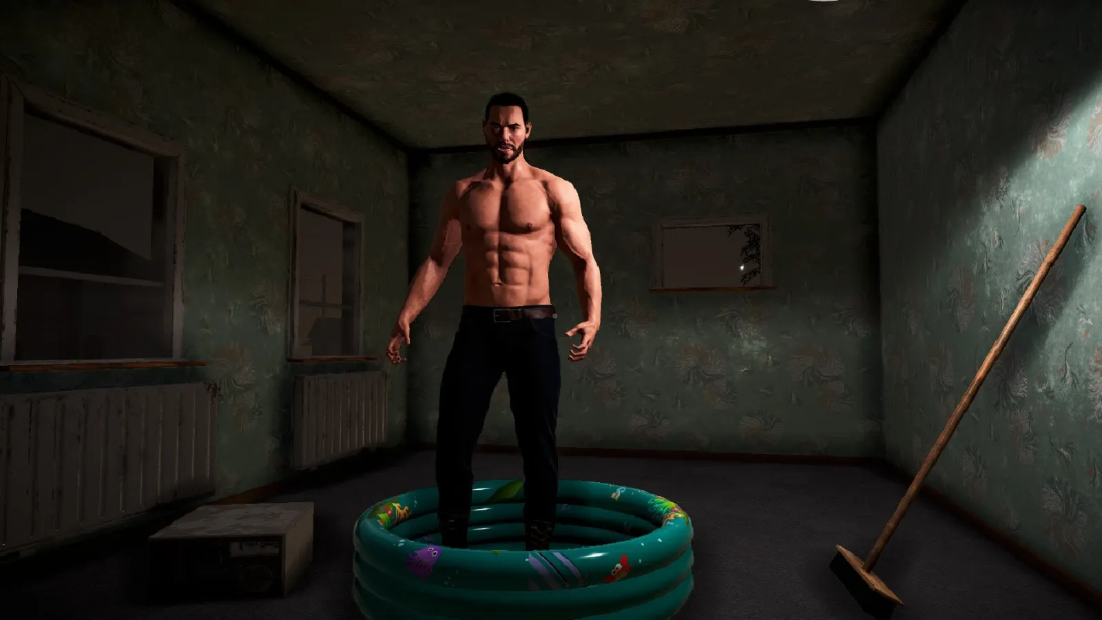 Captura Streamer Life Simulator 2 Hombre En Una Tina De Plastico Dentro De Una Habitacion Deteriorada