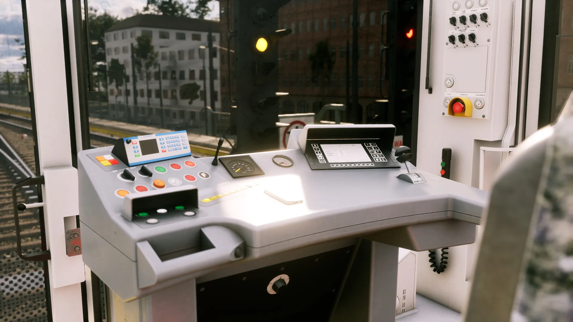 Captura SubwaySim 2 – Primer Plano De La Cabina De Mando Con Controles Digitales Y Palancas