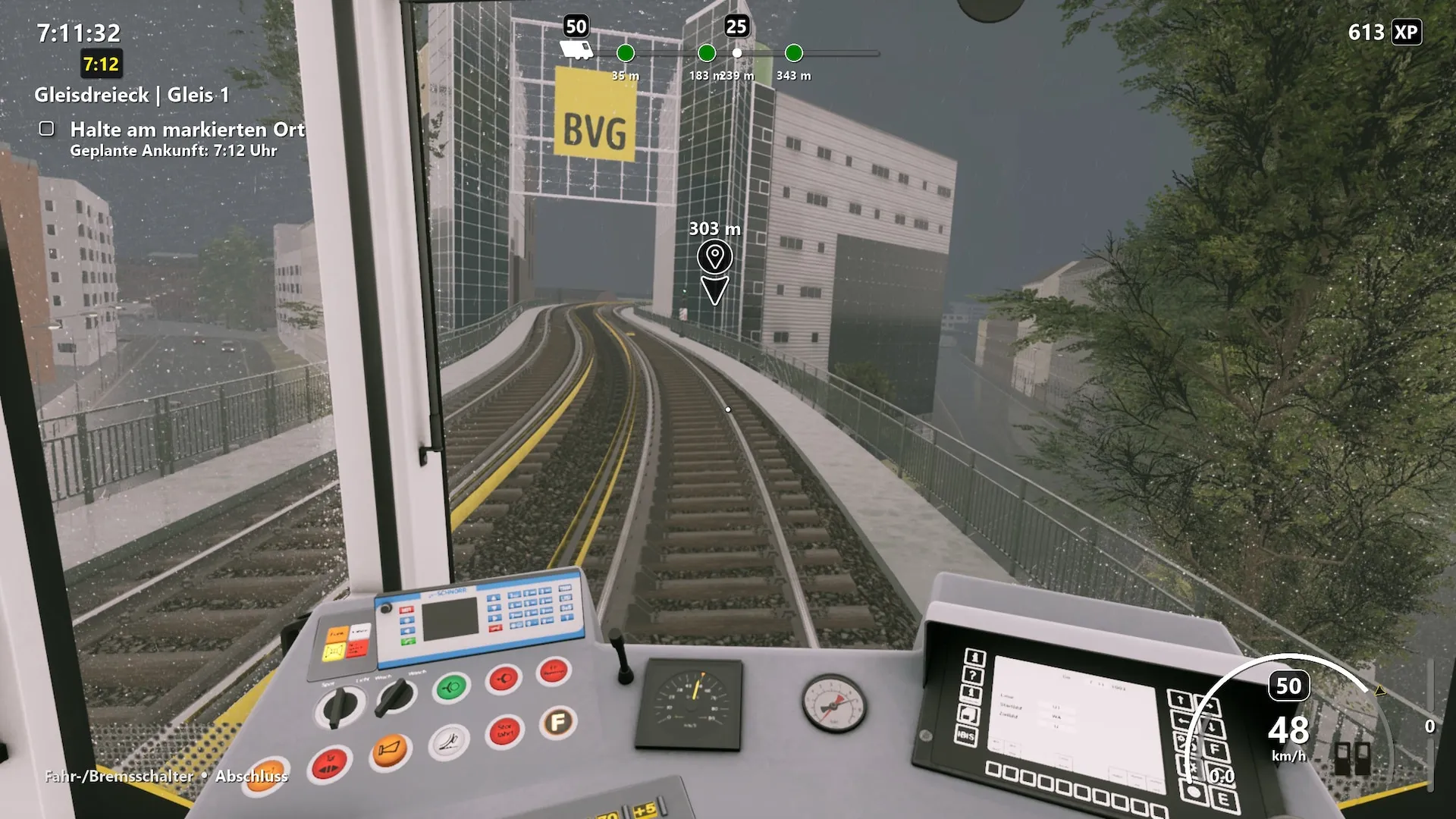Captura SubwaySim 2 – Trayecto Entre Edificios Bajo La Lluvia Rumbo A La Estacion Gleisdreieck