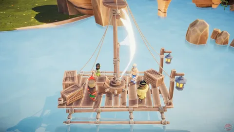 Captura Super Adventure Hand Balsa Flotando Con Personajes Sobre Islas En El Aire