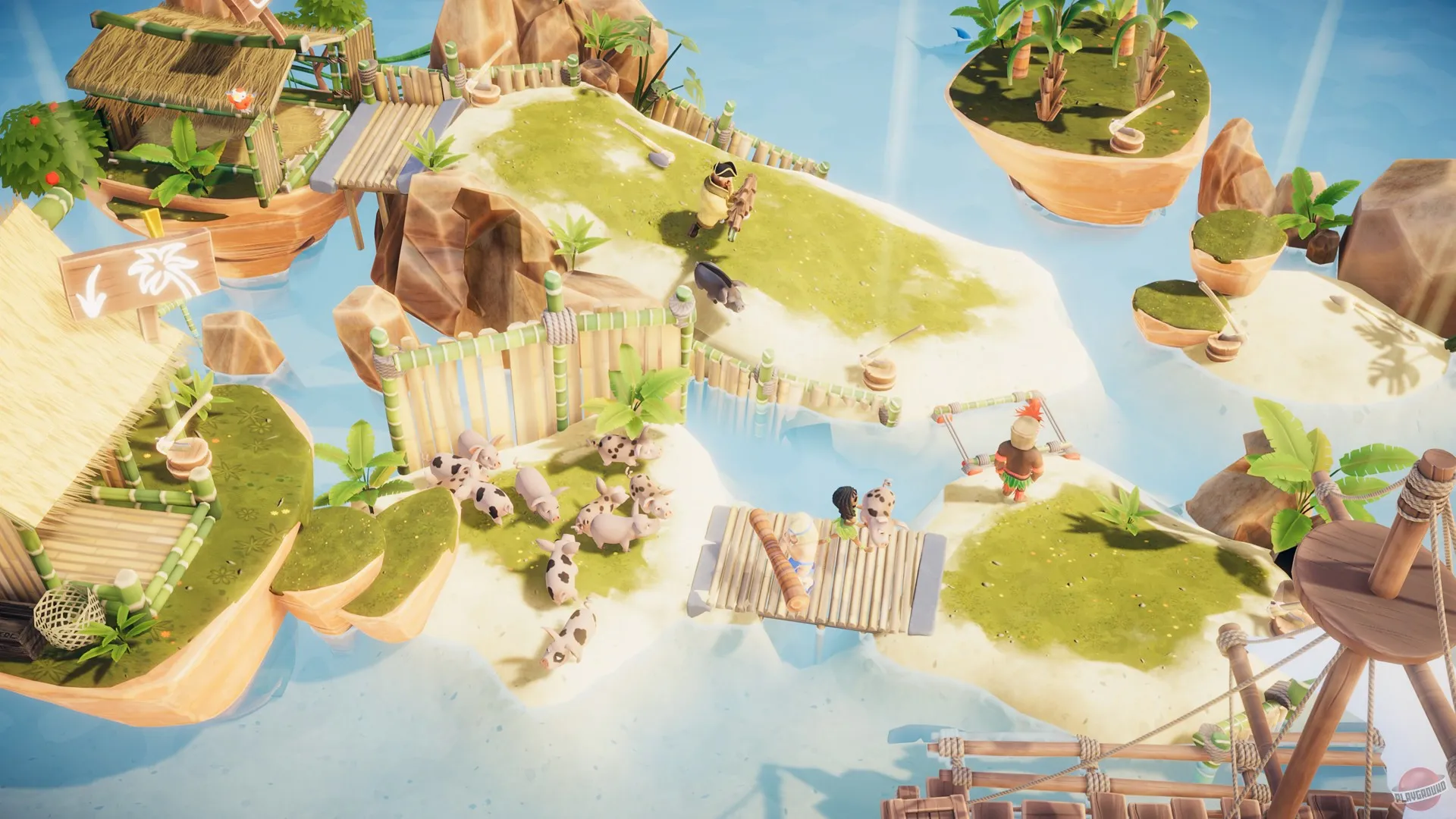 Captura Super Adventure Hand Vista Aerea De Niveles Flotantes Conectados Por Puentes