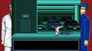 Captura Super Technos World Escena De Juego En Un Estacionamiento Subterraneo Con Personajes Enfrentandose