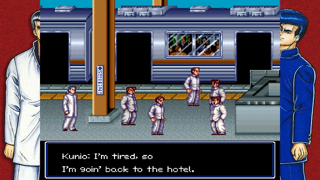 Captura Super Technos World Estacion De Tren Con Varios Personajes De Uniforme Blanco Y Dialogos Activos