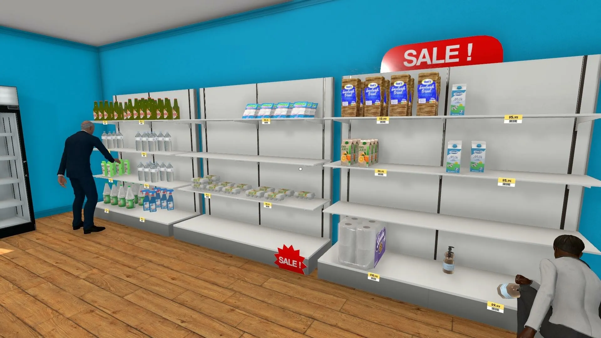 Captura Supermarket Simulator Tienda Con Estantes Semivacios Y Carteles De Descuento
