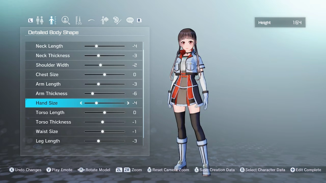 Captura Sword Art Online Fatal Bullet – Menu De Personalizacion Con Ajustes Detallados Del Cuerpo Del Personaje