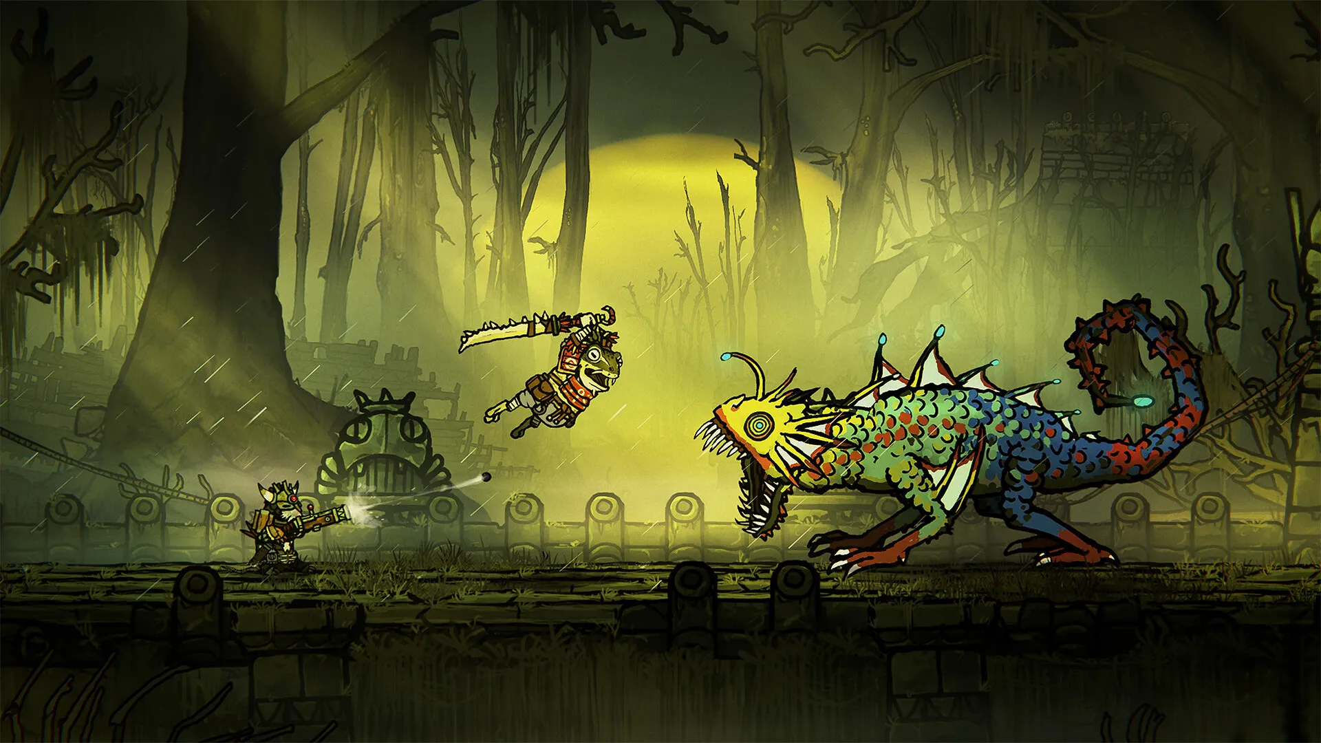 Captura Tails Of Iron Whiskers Of Winter – Combate Con Monstruo Reptil Dentro De Una Cueva