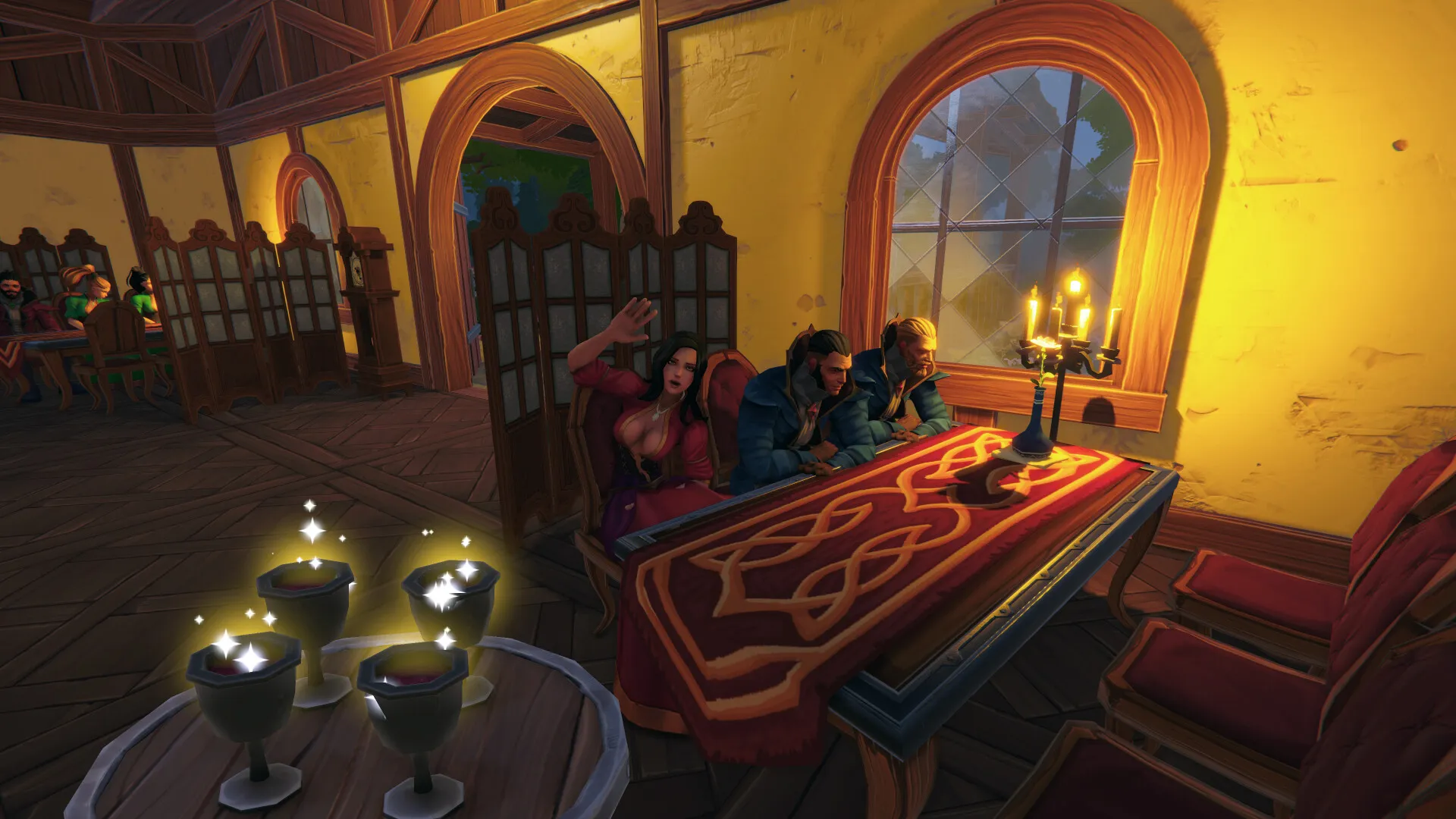 Captura Tavern Manager Simulator Clientes Sentados Junto A Ventana En Ambiente Calido 2