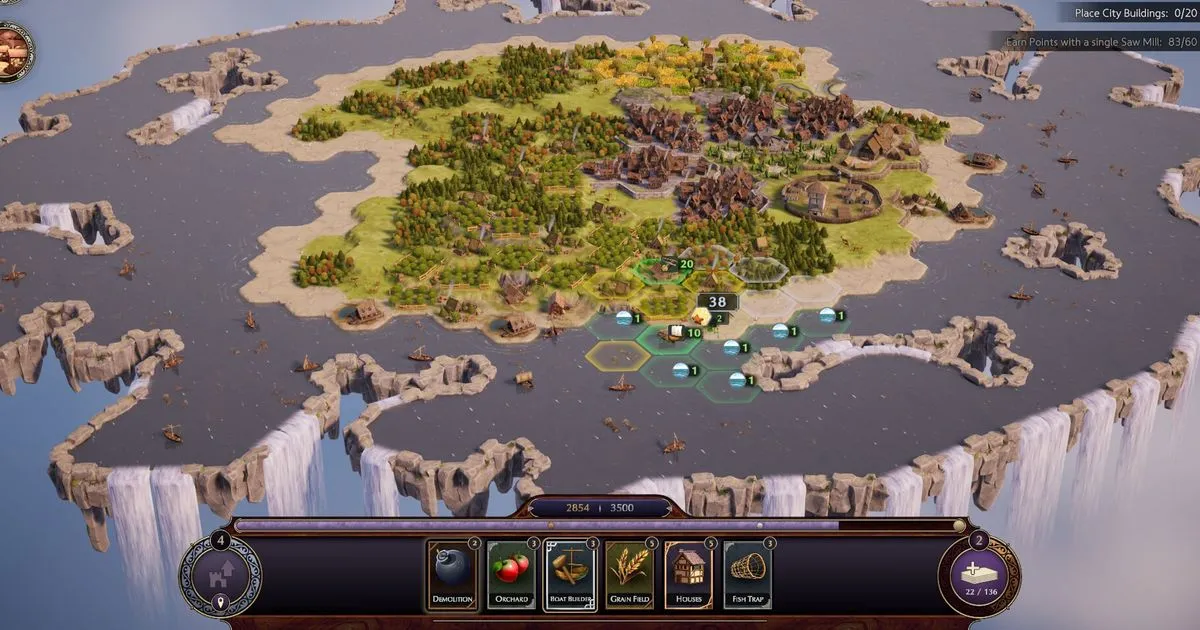 Captura Terrascape – Terreno Con Campos Y Edificios Con Borde Costero En Forma De Isla