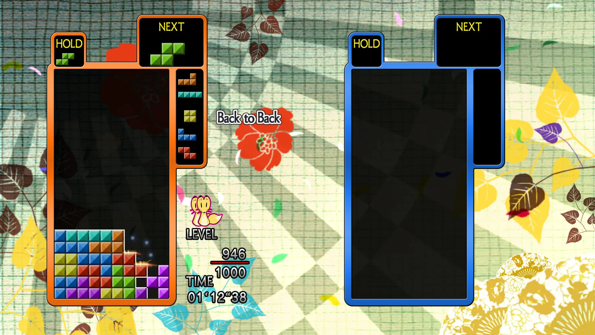 Captura Tetris The Grand Master Ace Piezas En Movimiento Sobre Diseno Decorativo Con Hojas