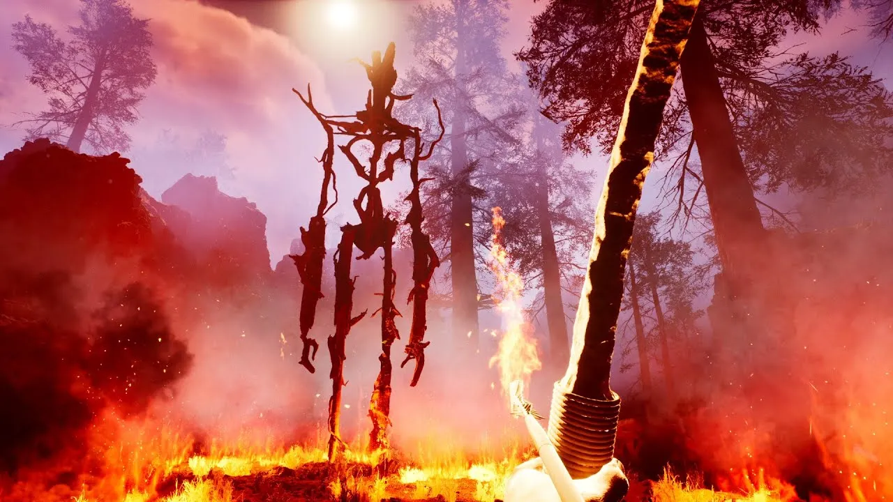 Captura The Axis Unseen Arbol Ardiente Rodeado De Humo En Un Claro Del Bosque