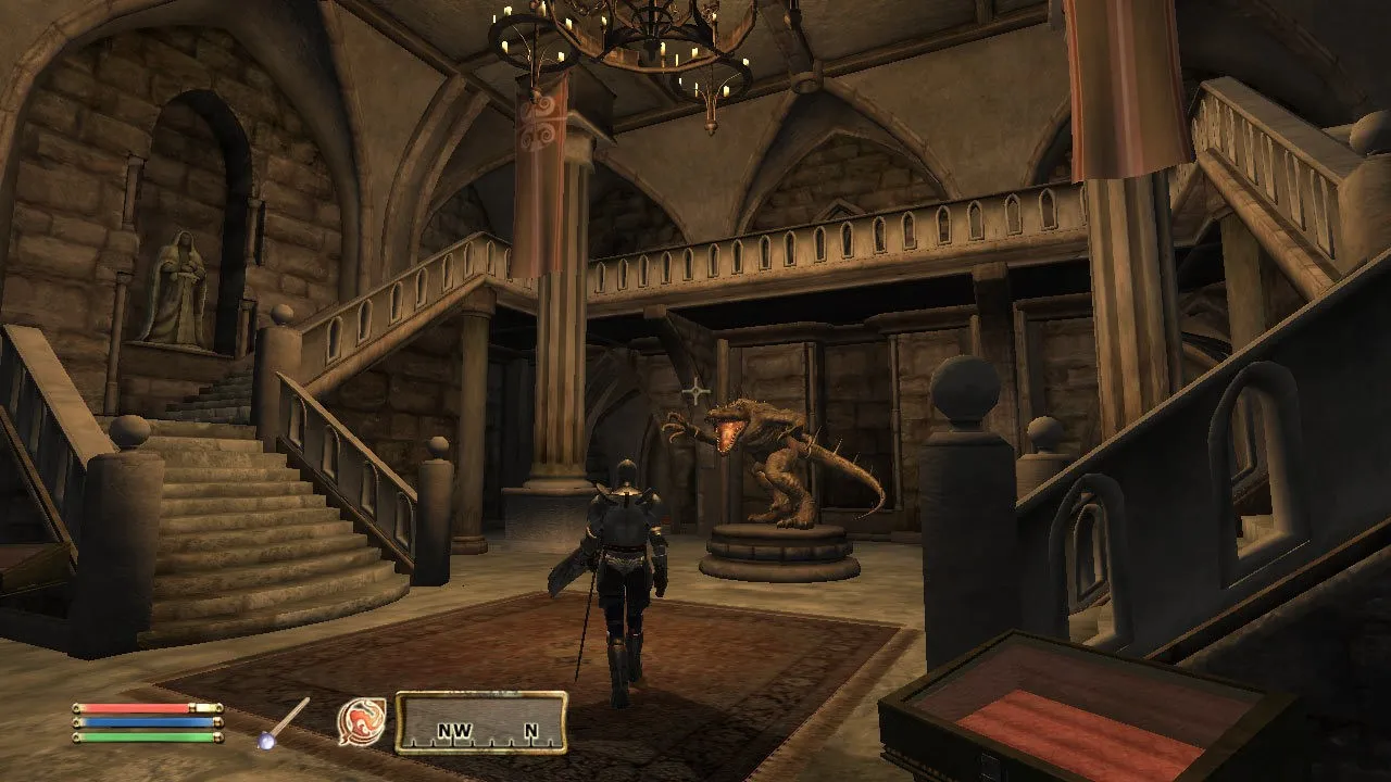 Captura The Elder Scrolls IV Oblivion Remastered Interior De Castillo Con Escaleras Y Decoracion Clasica