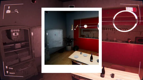 Captura The Empty Desk – Oficina Roja Con Camaras De Seguridad Y Lupa Sobre Mesa