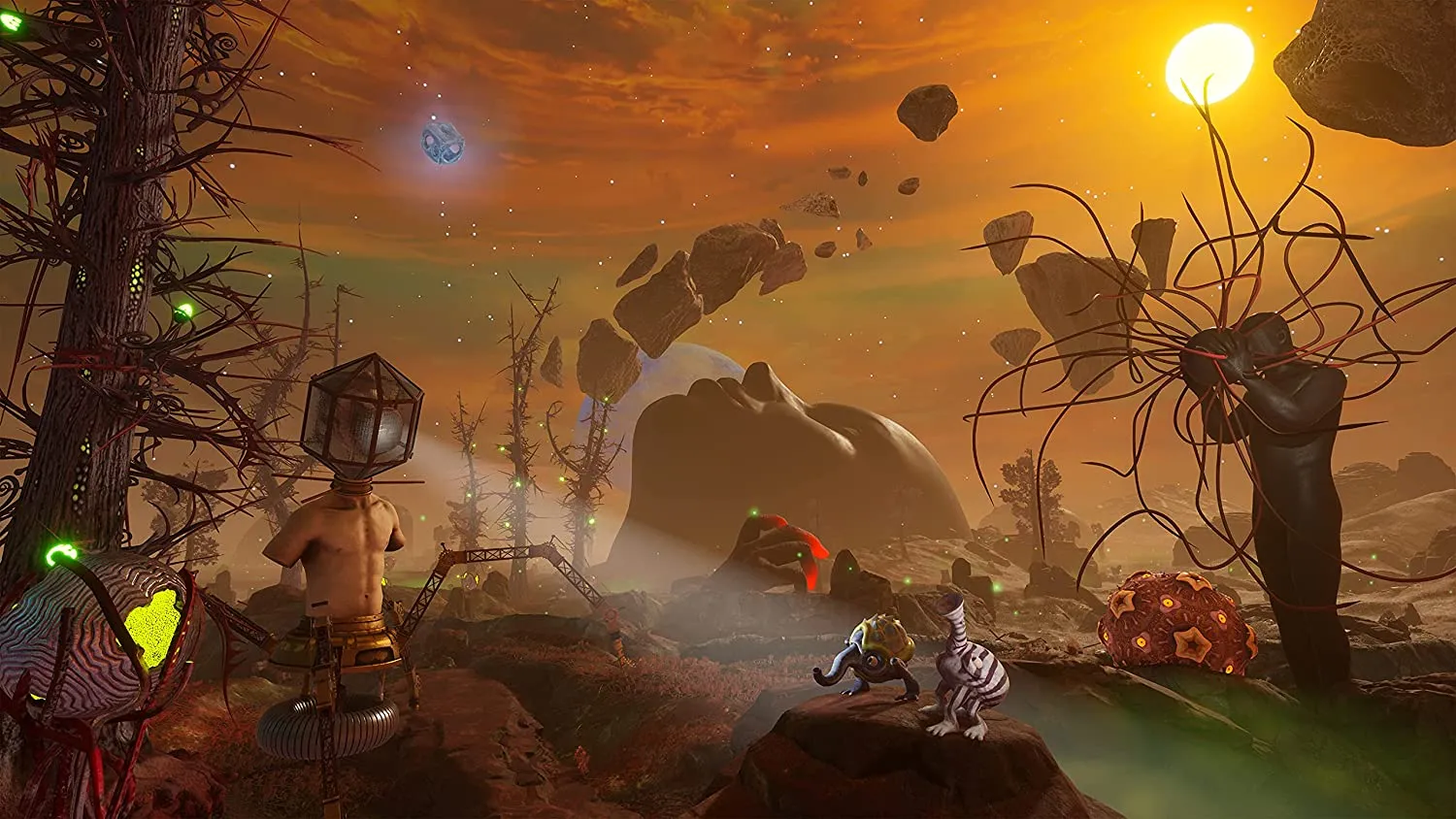 Captura The Eternal Cylinder – Criaturas Extranas Corriendo Por Un Terreno Volcanico Bajo Un Cielo Alienigena