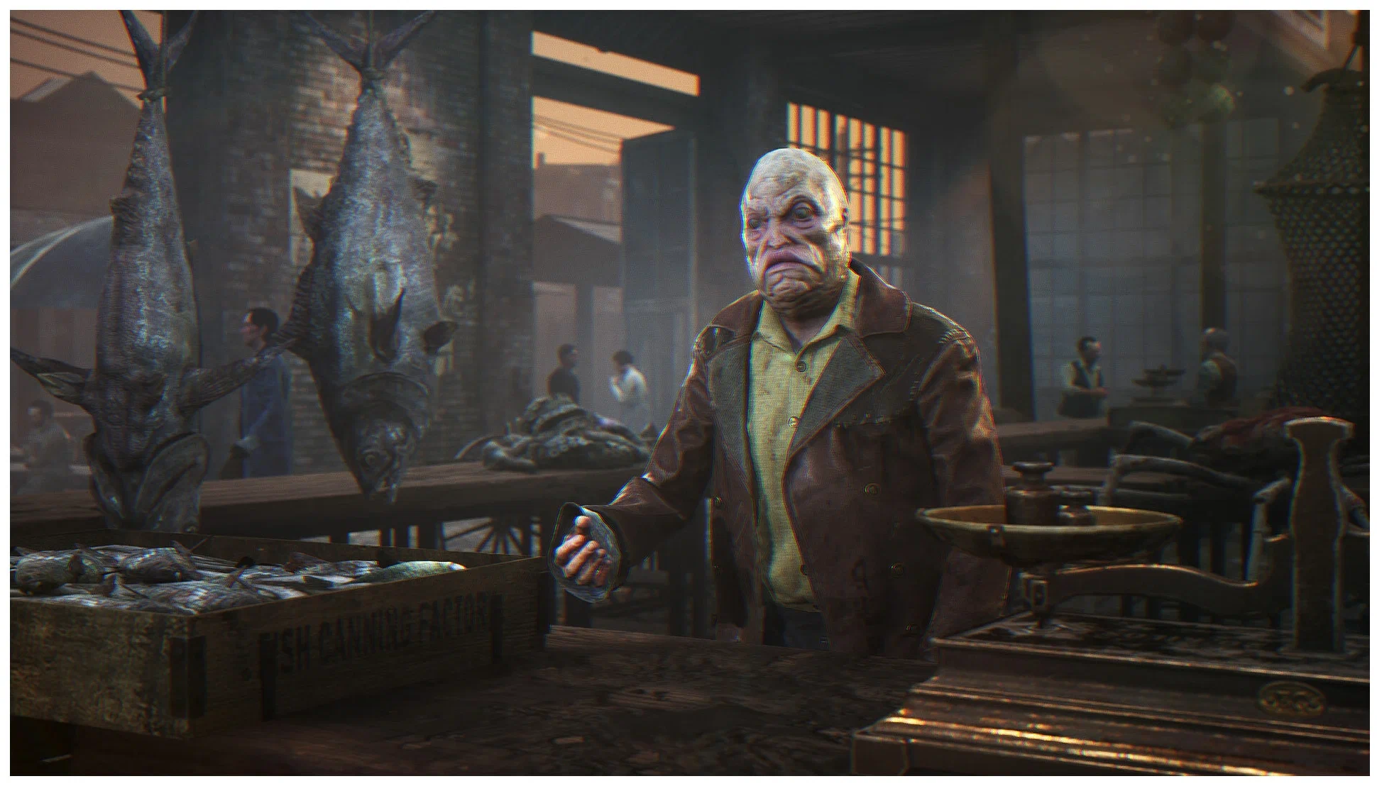 Captura The Sinking City 2 Anciano Sentado Junto A Una Chimenea En Una Sala Deteriorada