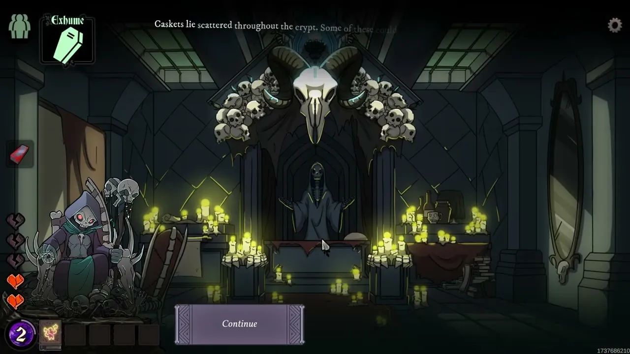 Captura Throne Of Bone Sala Oscura Con Calaveras Y Lider Esqueletico Al Centro