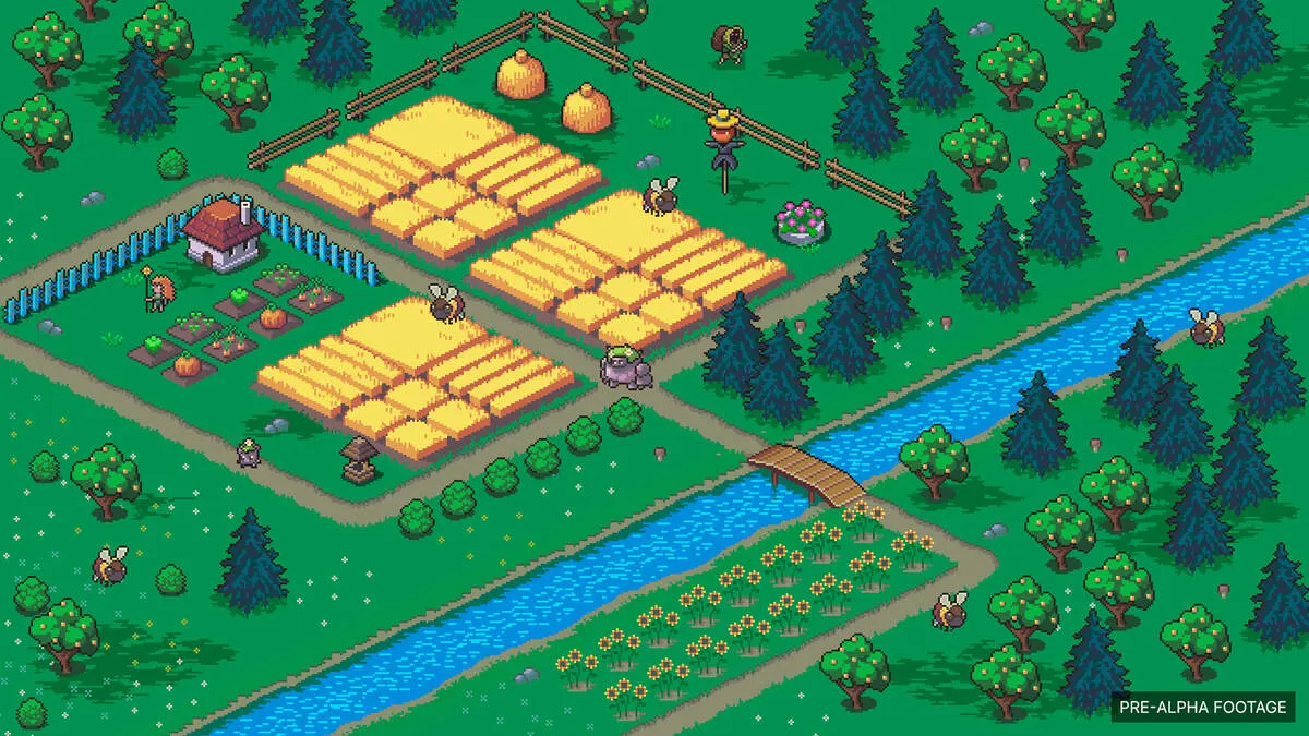 Captura To Pixelia – Zona Agricola Con Cultivos Organizados Y Paisaje Natural Pixelado