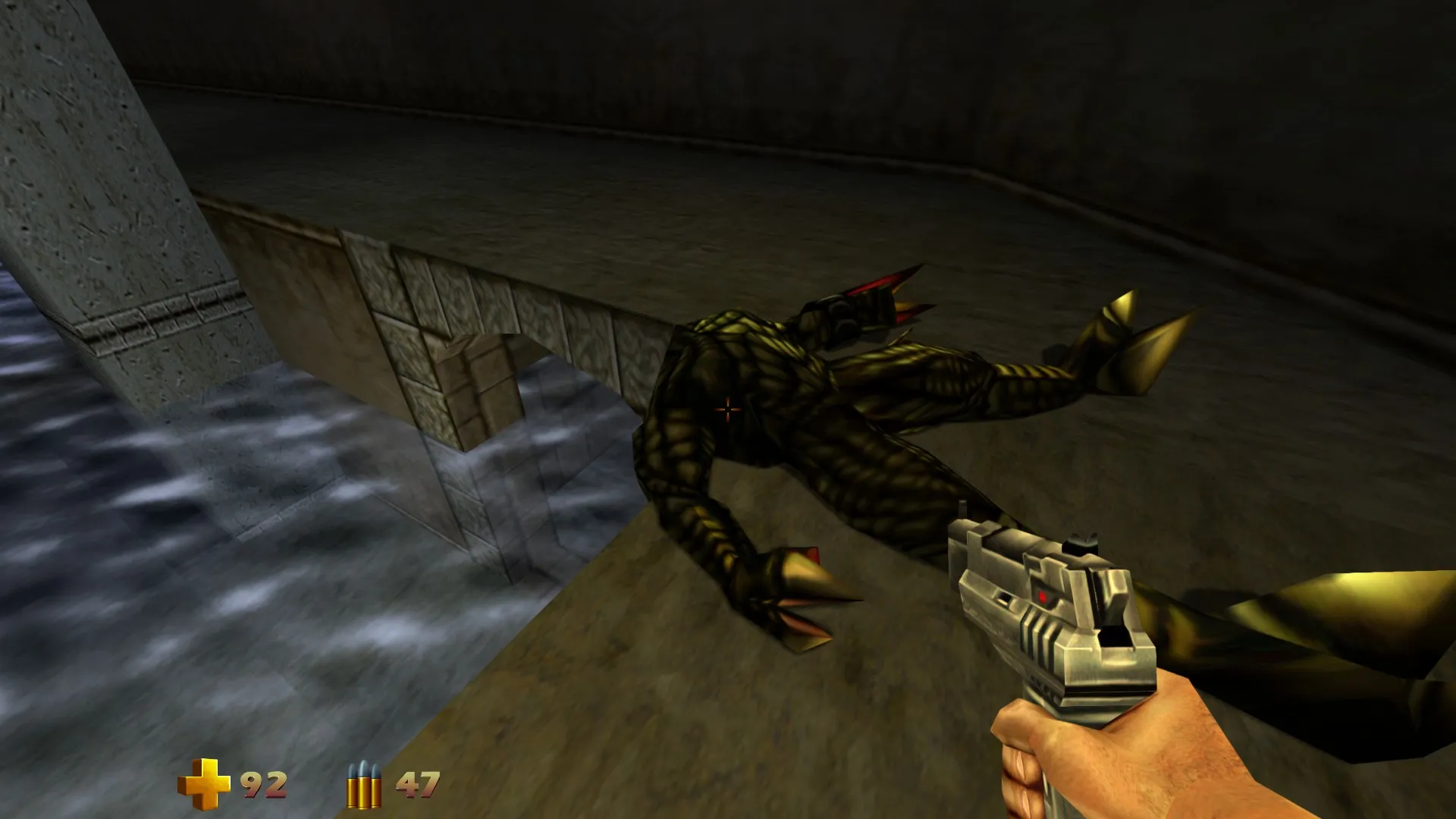 Captura Turok 2 Seeds Of Evil – Enemigo Reptiliano Abatido Yace Junto Al Borde De Una Estructura