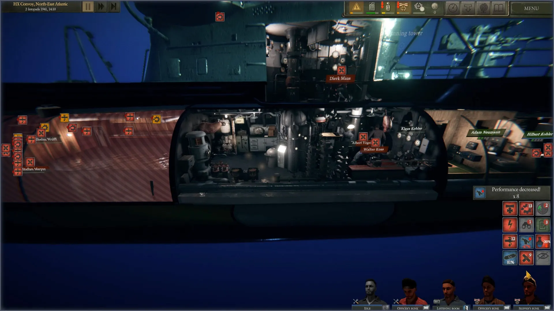 Captura UBOAT – Interior Del Submarino Con La Tripulacion Y Paneles De Control
