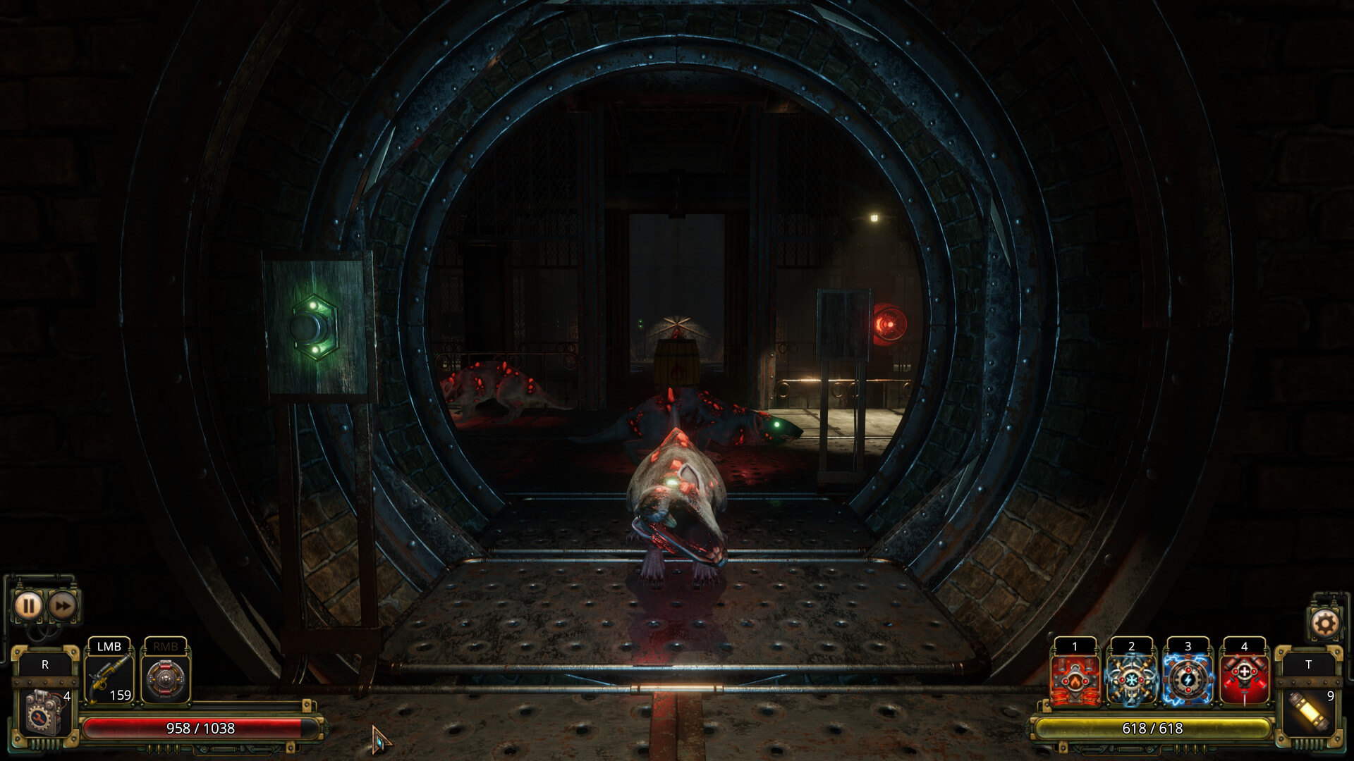 Captura Vaporum Personaje Avanzando Por Tunel Con Luz Tenue Al Fondo 1
