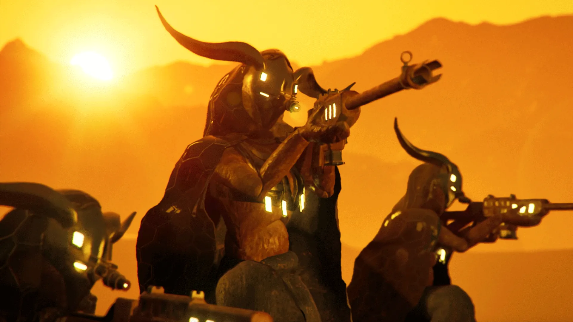 Captura Vestiges Fallen Tribes – Guerreros Con Armaduras Doradas Observando El Atardecer